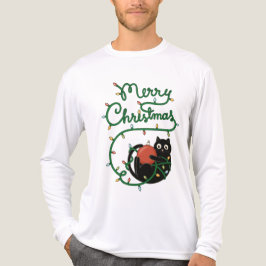Frohe Weihnachts Schwarze Katze mit Ornament und L Tri-Blend Shirt