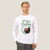 Frohe Weihnachts Schwarze Katze mit Ornament und L Tri-Blend Shirt (Vorderseite komplett)