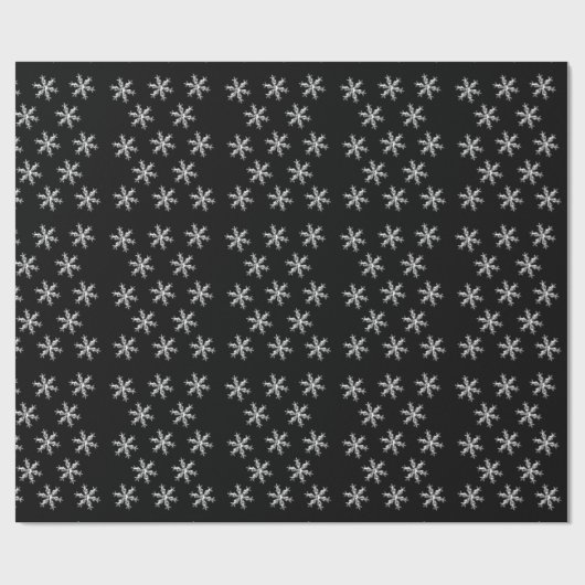 Frohe Weihnachts Schwarze Schneeflocken Wrapping P Geschenkpapier (Flach)