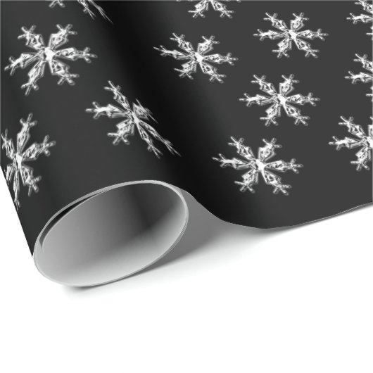 Frohe Weihnachts Schwarze Schneeflocken Wrapping P Geschenkpapier (Rolleneckpunkt)