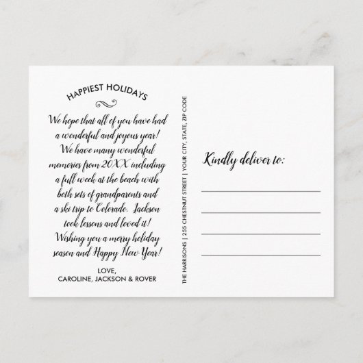 Frohe Weihnachts Schwarze Uhr Karierte FotoCollage Postkarte (Rückseite)