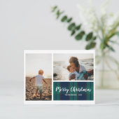 Frohe Weihnachts Schwarze Uhr Karierte FotoCollage Postkarte (Stehend Vorderseite)