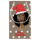 Frohe Weihnachts Schwarze Weihnachtsmannmütze, Sta Kleine Geschenktüte (Rückseite)