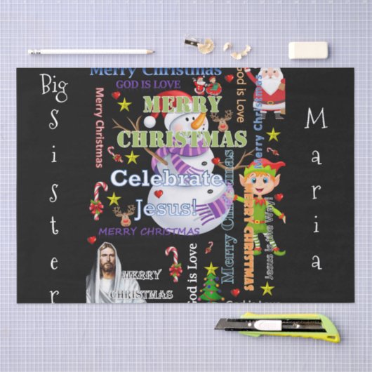 Frohe Weihnachts-SchwesterTissue Paper Jesus Santa Seidenpapier (Handwerk)