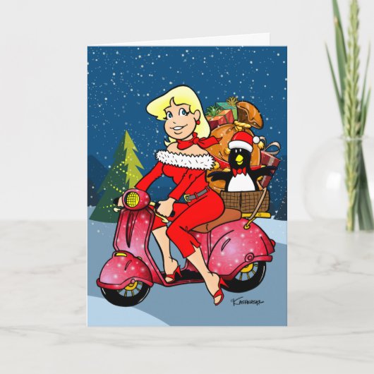 Frohe Weihnachts-Scooter Feiertagskarte (Vorderseite)