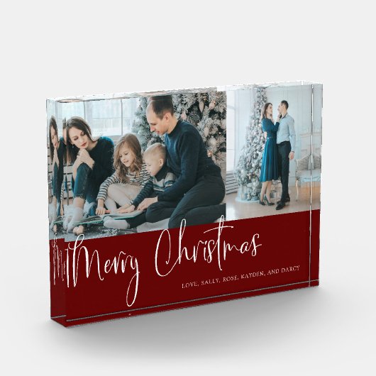 Frohe Weihnachts-Script 2 Foto Collage Holiday Red (Links)