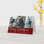 Frohe Weihnachts-Script 2 Foto Collage Holiday Red Karte (Gelbe Blume)