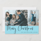 Frohe Weihnachts Script 2 Foto Holiday Blue (Vorderseite)