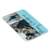 Frohe Weihnachts Script 2 Foto Holiday Blue Magnet (Rechte Seite)