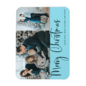 Frohe Weihnachts Script 2 Foto Holiday Blue Magnet (Vertikal)