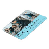 Frohe Weihnachts Script 2 Foto Holiday Blue Magnet (Linke Seite)
