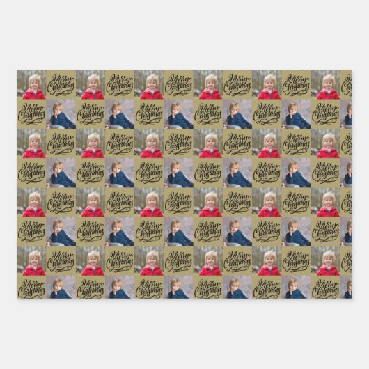 Frohe Weihnachts Script 6 Foto Checkerboard Geschenkpapier Set (Vorderseite 3)