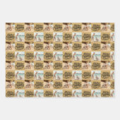 Frohe Weihnachts-Script 6 Foto Gold Rot Rosa Geschenkpapier Set (Vorderseite)