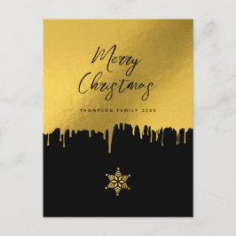 Frohe Weihnachts-Script Black & Gold Non-Foto Feiertagspostkarte