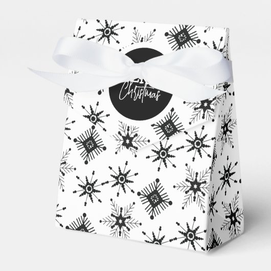 Frohe Weihnachts-Script Black Snowflakes Geschenkschachtel (Vorderseite)
