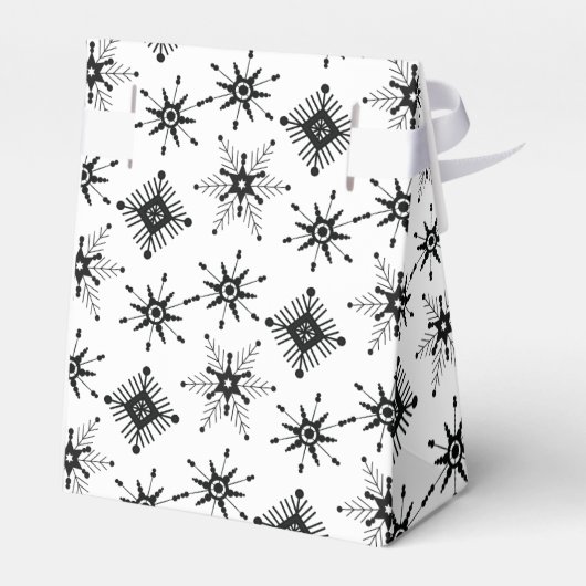 Frohe Weihnachts-Script Black Snowflakes Geschenkschachtel (Rückseite)