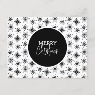 Frohe Weihnachts Script Black Snowflakes Pattern Postkarte