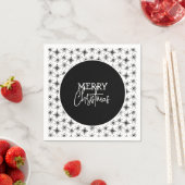 Frohe Weihnachts-Script Black Snowflakes Serviette (Beispiel)