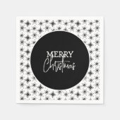 Frohe Weihnachts-Script Black Snowflakes Serviette (Vorderseite)