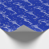 Frohe Weihnachts Script Blue Navy Gold Confetti Geschenkpapier (Ecke)