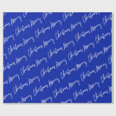 Frohe Weihnachts Script Blue Navy White Winter Geschenkpapier (Flach)