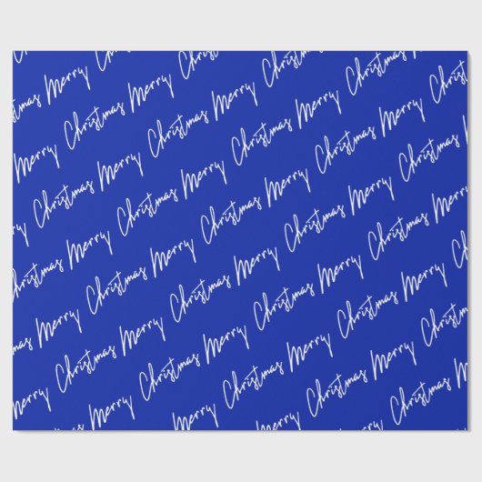 Frohe Weihnachts Script Blue Navy White Winter Geschenkpapier (Flach)