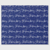 Frohe Weihnachts-Script Blue White Gold Confetti Geschenkpapier (Flach)