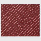 Frohe Weihnachts-Script Burgundy Geschenkpapier (Flach)