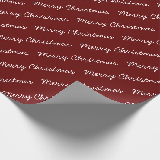 Frohe Weihnachts-Script Burgundy Geschenkpapier (Ecke)