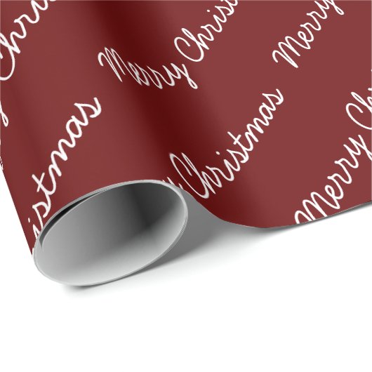 Frohe Weihnachts-Script Burgundy Geschenkpapier (Rolleneckpunkt)