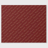 Frohe Weihnachts-Script Burgundy und Gold Geschenkpapier (Flach)