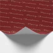 Frohe Weihnachts-Script Burgundy und Gold Geschenkpapier (Ecke)
