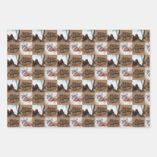 Frohe Weihnachts-Script-Checkerboard 6 Foto Set Geschenkpapier Set (Vorderseite 2)