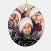 Frohe Weihnachts-Script-Copy-Foto Keramik Ornament (Links)