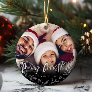 Frohe Weihnachts Script Copy Foto Keramik Ornament