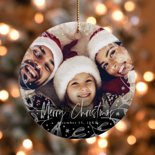 Frohe Weihnachts Script Copy Foto Keramik Ornament