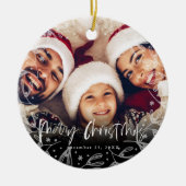 Frohe Weihnachts Script Copy Foto Keramik Ornament (Vorne)