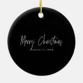 Frohe Weihnachts Script Copy Foto Keramik Ornament (Hinten)