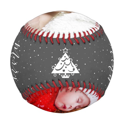 Frohe Weihnachts-Script-Familie Foto Collage Baseball (Rückseite)
