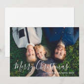 Frohe Weihnachts-Script-Familie Foto Feiertagskarte (Vorne/Hinten)