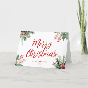 Frohe Weihnachts-Script Floral Feiertagskarte