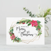 Frohe Weihnachts-Script floral mit Gold beaded Rah (Stehend Vorderseite)