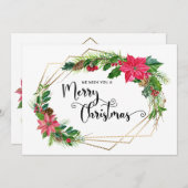 Frohe Weihnachts-Script floral mit Gold beaded Rah (Vorne/Hinten)