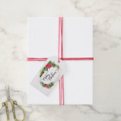 Frohe Weihnachts-Script floral mit Gold beaded Rah Geschenkanhänger (Mit Garn)