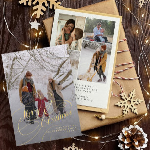 Frohe Weihnachts-Script-Foto Collage Urlaubskarte Feiertagskarte