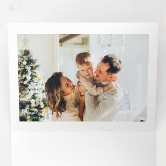 Frohe Weihnachts-Script-Foto Dreifach Gefaltete Urlaubskarte (Innen Erste Seite)