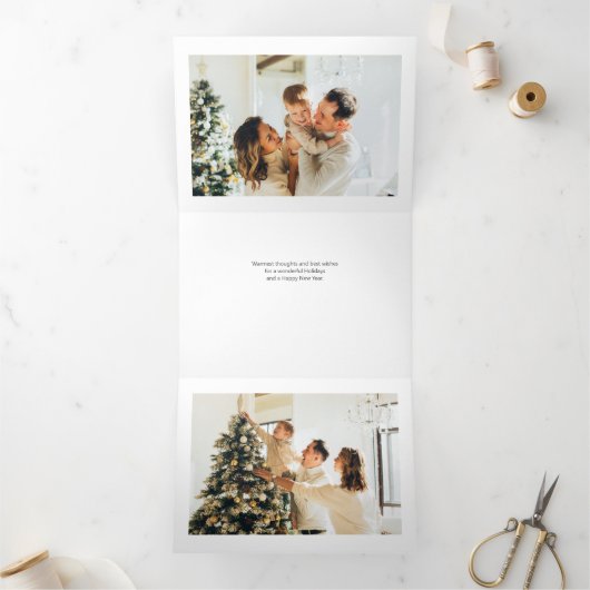 Frohe Weihnachts-Script-Foto Dreifach Gefaltete Urlaubskarte (Innenseite)