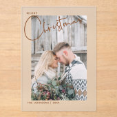 Frohe Weihnachts-Script-Foto Erste Weihnachten Acryleinladungen (Vorderseite)