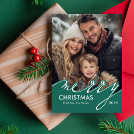 Frohe Weihnachts-Script-Foto Feiertagskarte