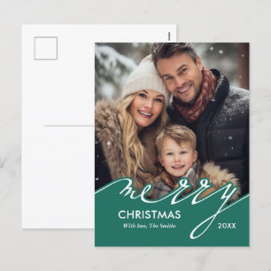 Frohe Weihnachts-Script-Foto Feiertagspostkarte